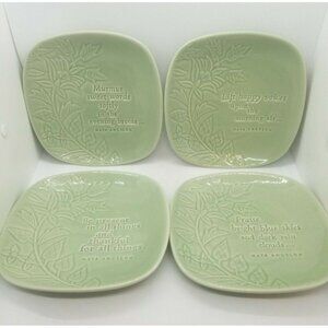Maya Angelou Inspirational Decorative Plates Dessert Sea Foam Green Set of 4